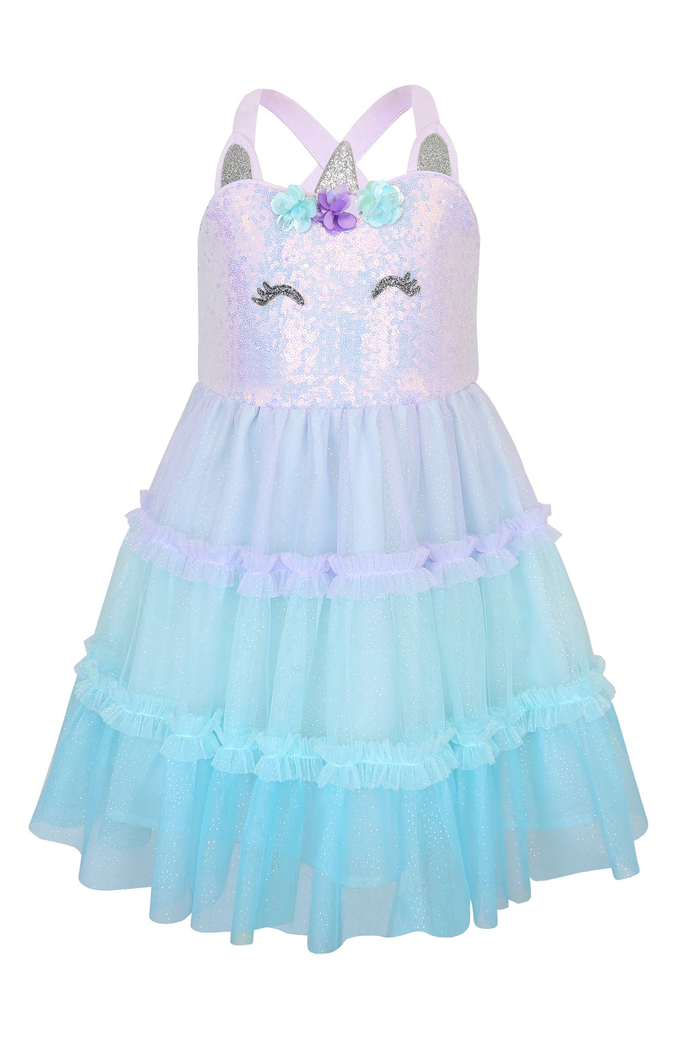 Zunie Kids' Unicorn Sequin Mesh Dress