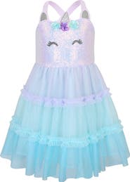 Zunie Kids' Unicorn Sequin Mesh Dress