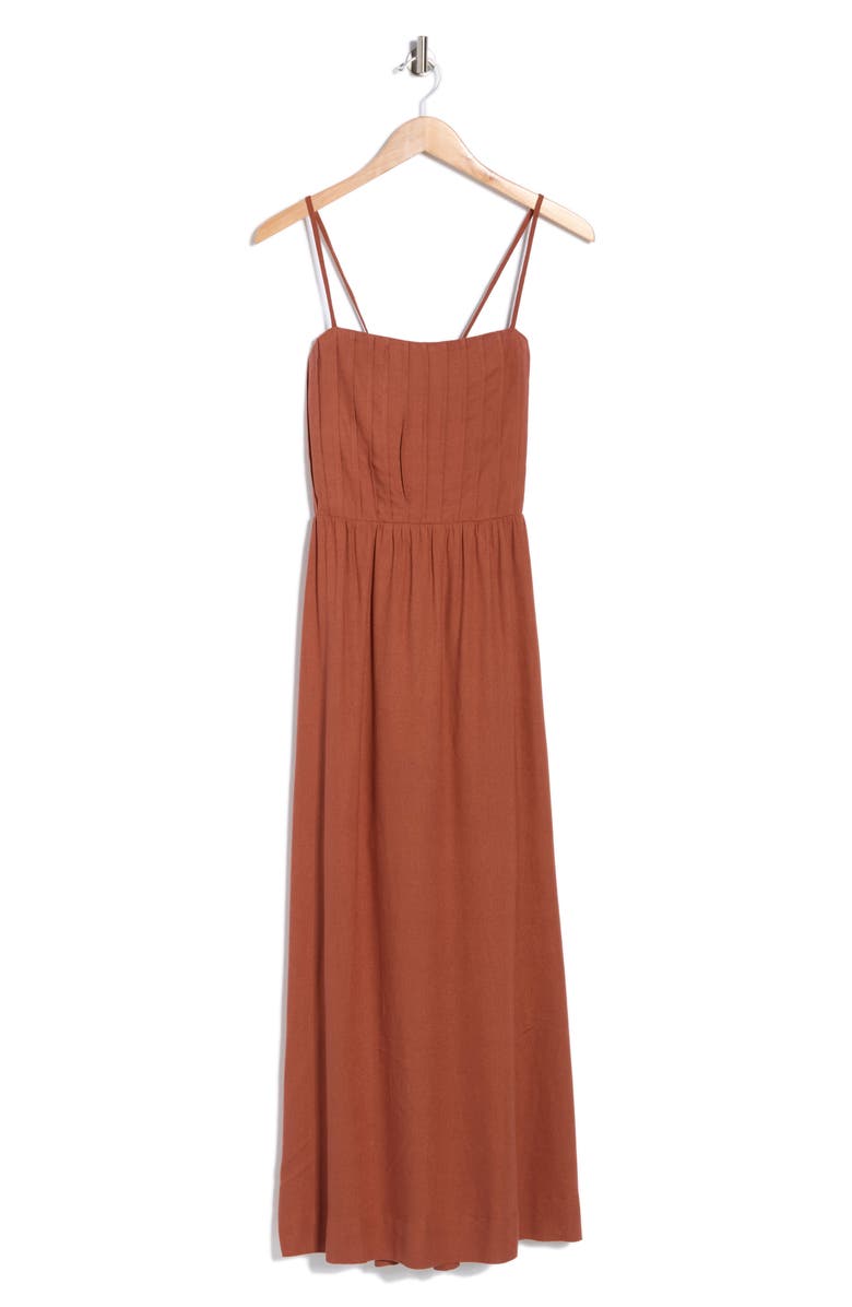 DRESS TO Square Neck Lace-Up Back Maxi Dress, Alternate, color, Brown Mate