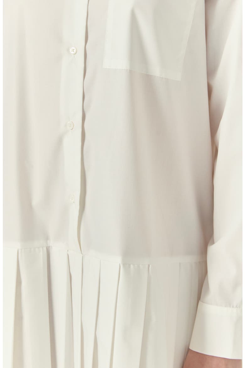 Pleated Long Sleeve Shirtdress, Alternate, color, WHITE