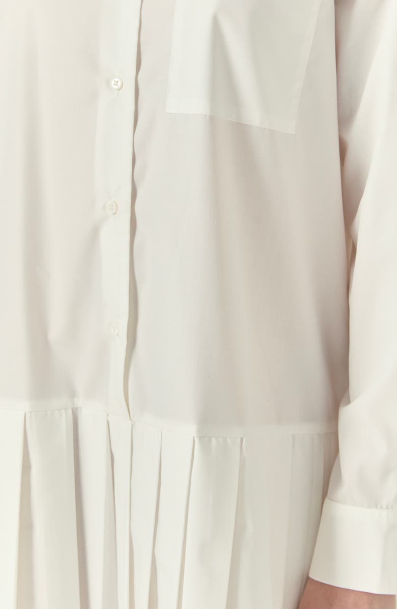 English Factory Pleated Long Sleeve Shirtdress, Alternate, color, White