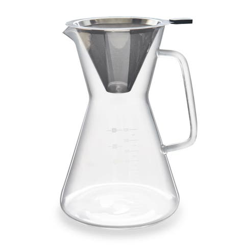 Glass Pour Over Carafe w/ Reusable Filter, 1200ml