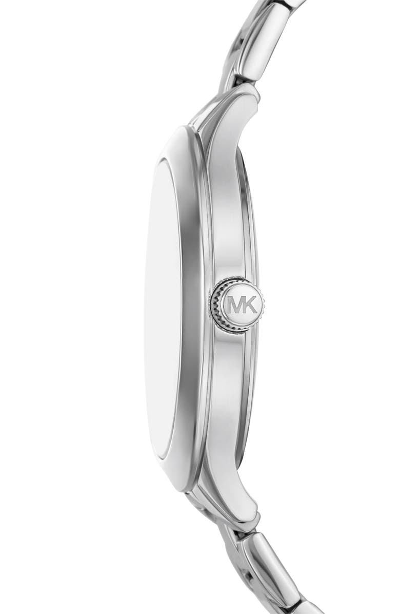 Michael Kors Aspyn Crystal Three-Hand Quartz Bracelet Watch, 38mm, Alternate, color, Silver