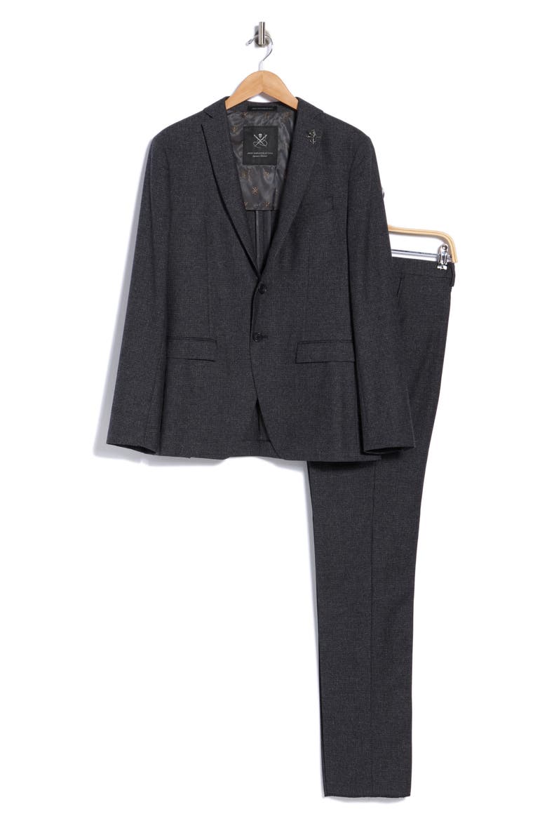 Mini Check Two Button Suit, Main, color, BLACK