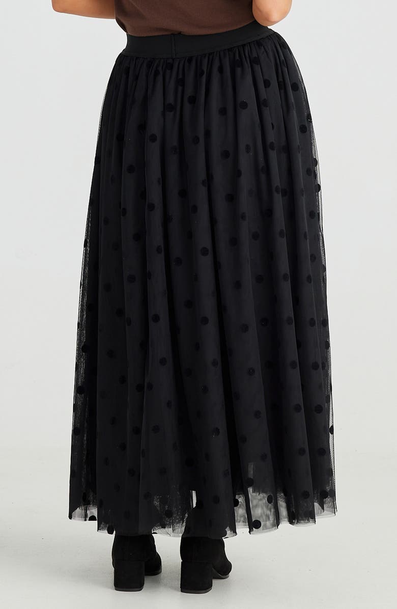 Brave+True Carrie Velvet Dot Tulle Maxi Skirt, Alternate, color, Black Polka Dot