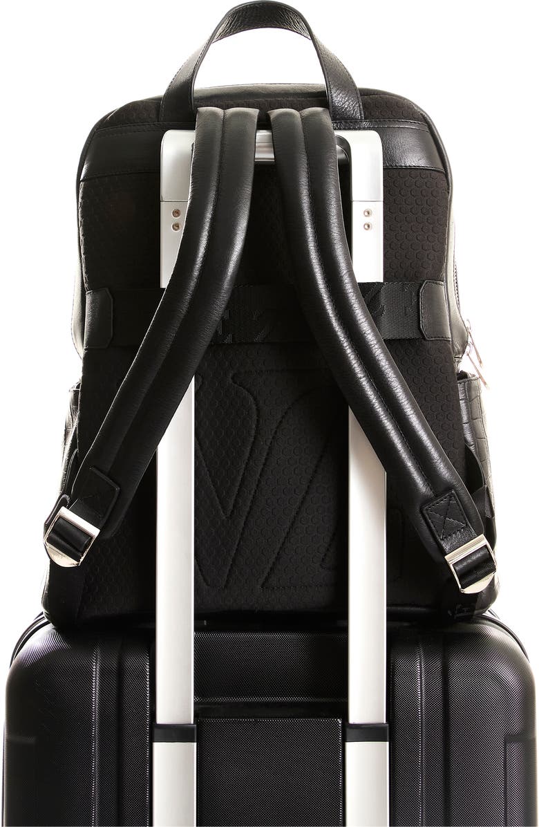 Velez Embossed Leather Backpack, Alternate, color, Black