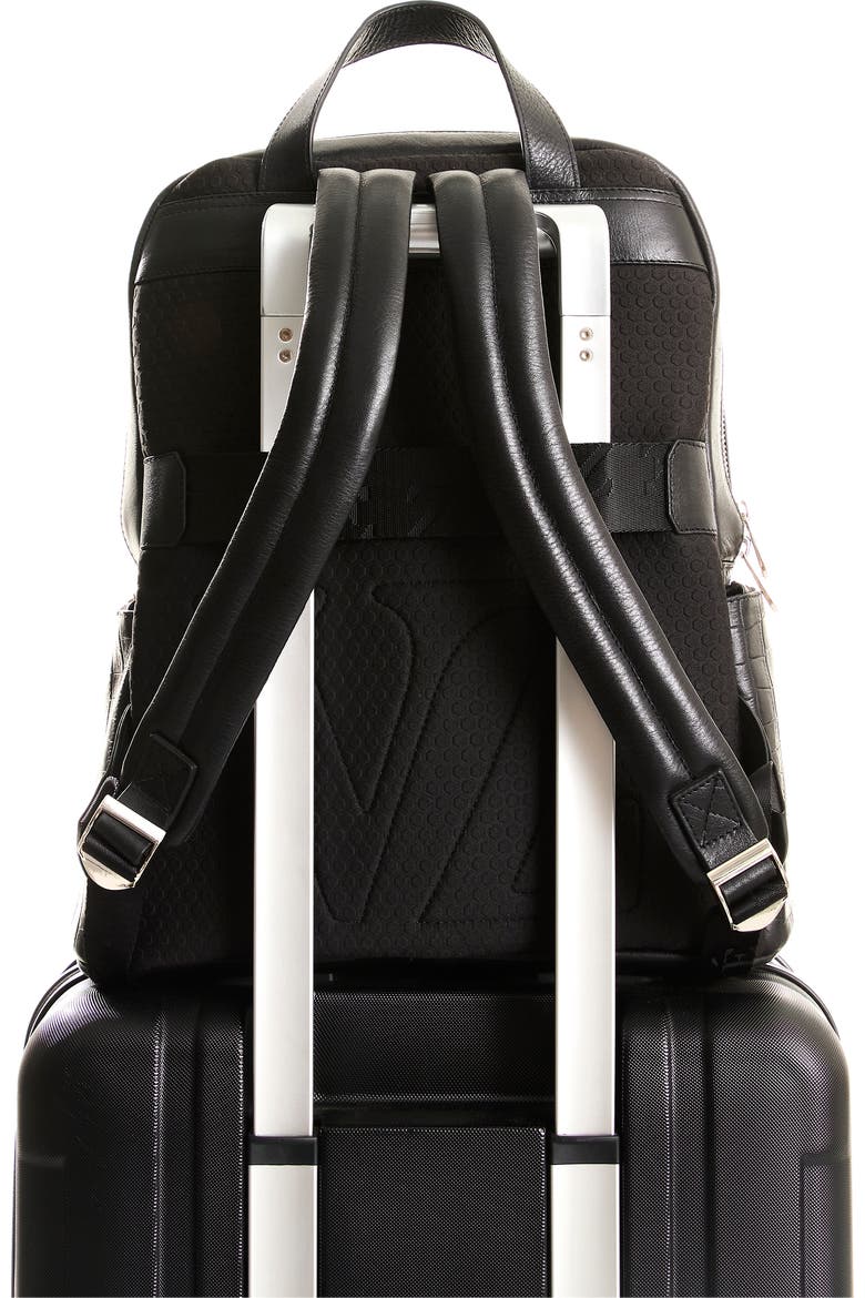 black backpack embossed leather Lanvin Zaino providing a structured shell for essentials Black Genuine Leather Vintage Embossed