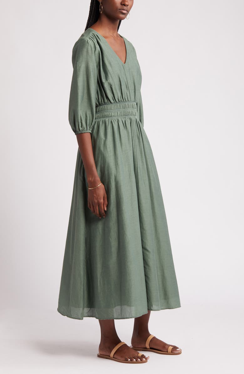 Nordstrom Smocked Waist Cotton & Silk Dress, Alternate, color, 