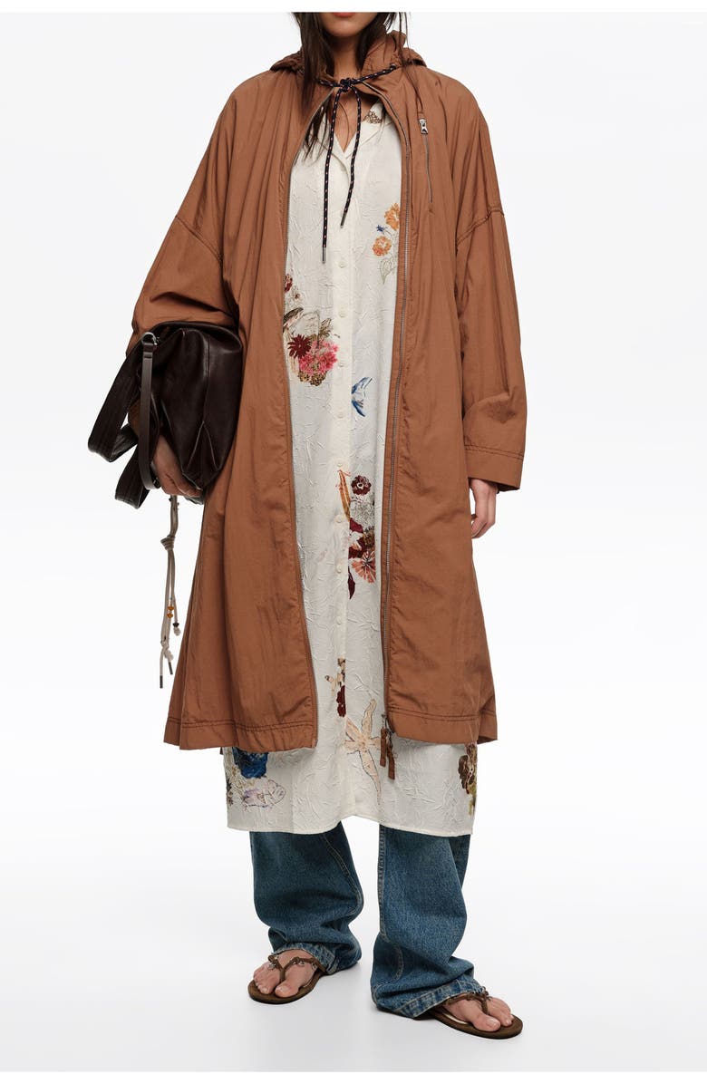 Bimba y Lola Off-White Seabed Wrinkled Fabric Shirt Dress, Alternate, color, Seabed Off White