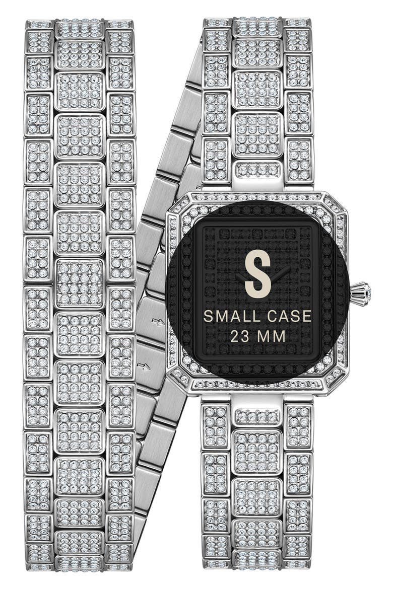 Arc Diamond Wrap Bracelet Watch, 23mm, Alternate, color, SILVER