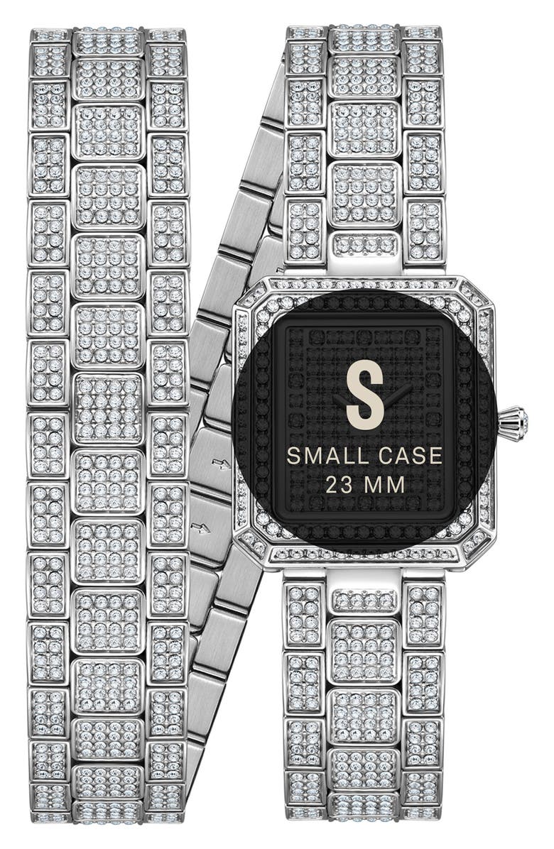 JBW Arc Diamond Wrap Bracelet Watch, 23mm, Alternate, color, Silver