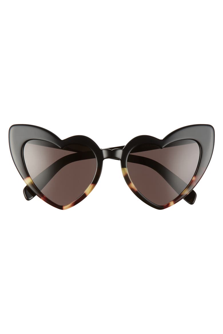 Loulou 54mm Heart Sunglasses, Main, color, BLACK HAVANA/ BLACK