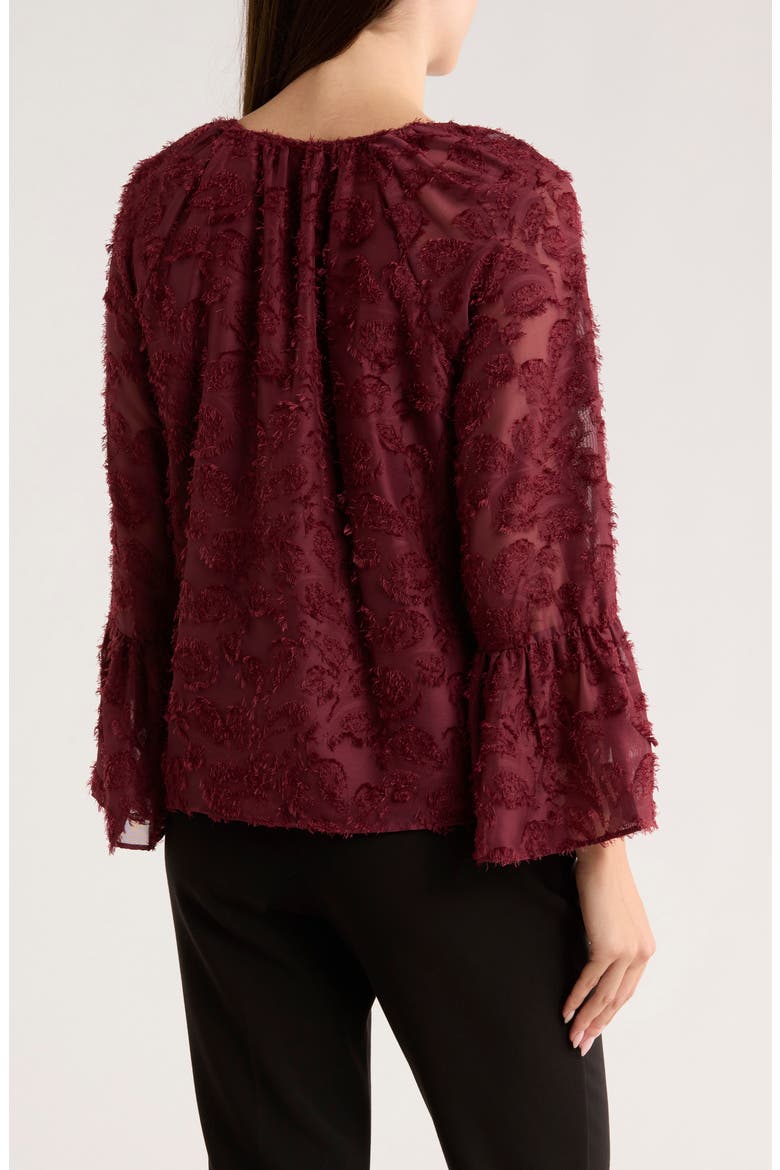 Tie Neck Long Sleeve Top, Alternate, color, BURGUNDY TANNIN