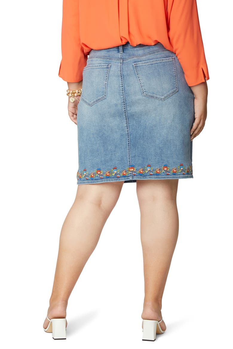 Embroidery Hem Denim Skirt, Alternate, color, CLEAN COHEED _ CLCOH