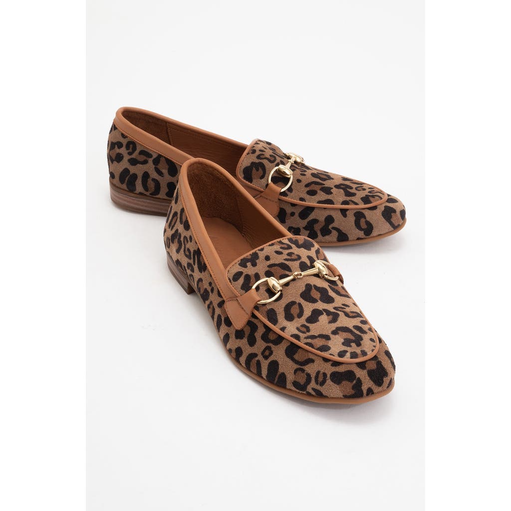 Forever & Always Shoes Rory Leather Bit Loafer In Leopard Print Suede Leather