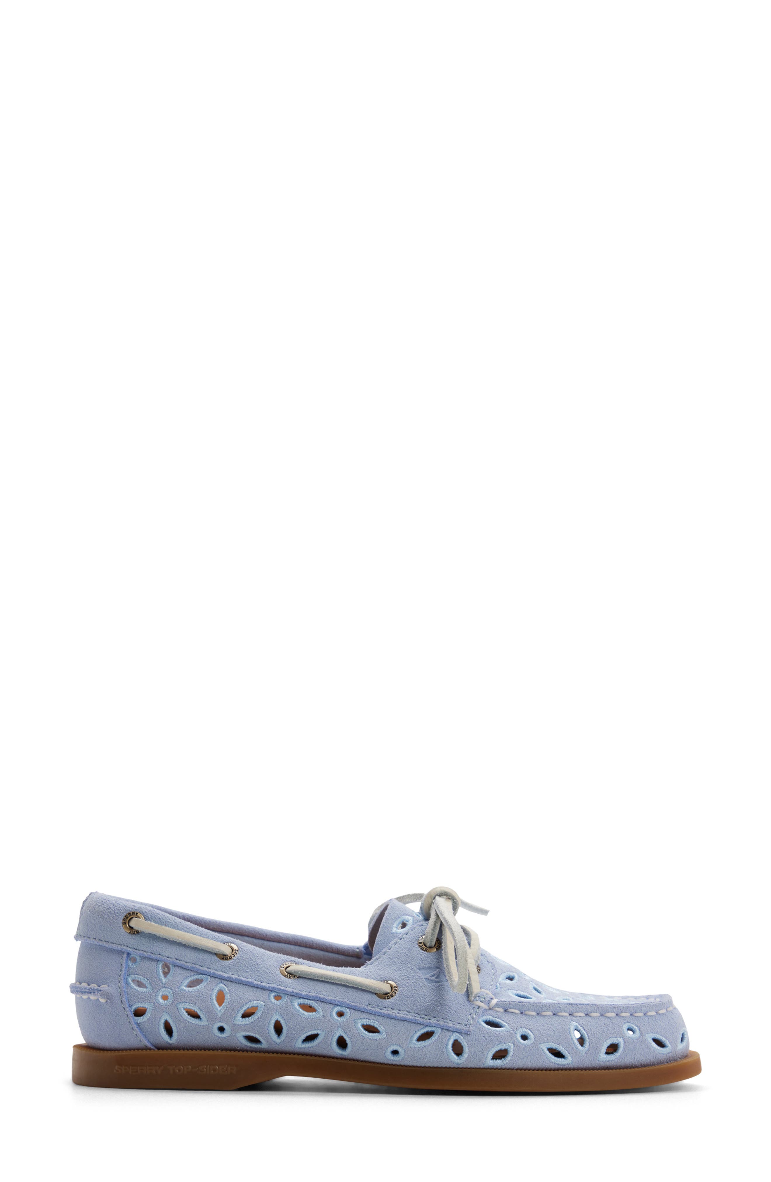 Authentic Original 2-Eye Embroidered Boat Shoe, Alternate, color, LIGHT BLUE