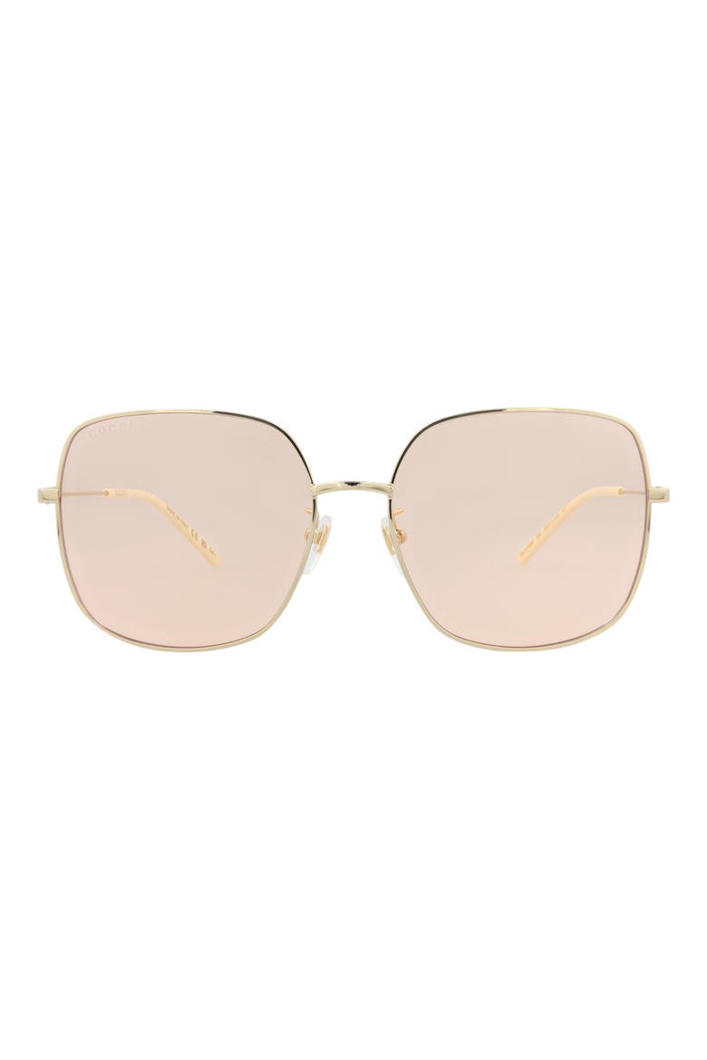 59mm Rectangular Sunglasses, Main, color, GOLD GOLD PINK