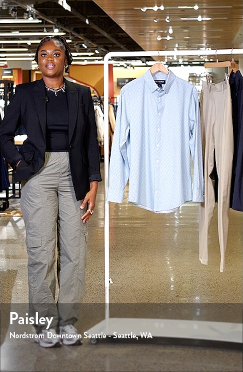 Leeward Trim Fit Print Performance Button-Up Shirt, sales video thumbnail