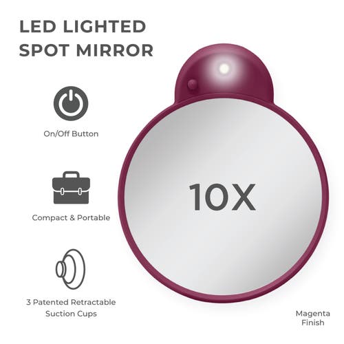 Zadro Lighted Compact Mirror With 10x Magnification & Retractable Suction Cups In Purple