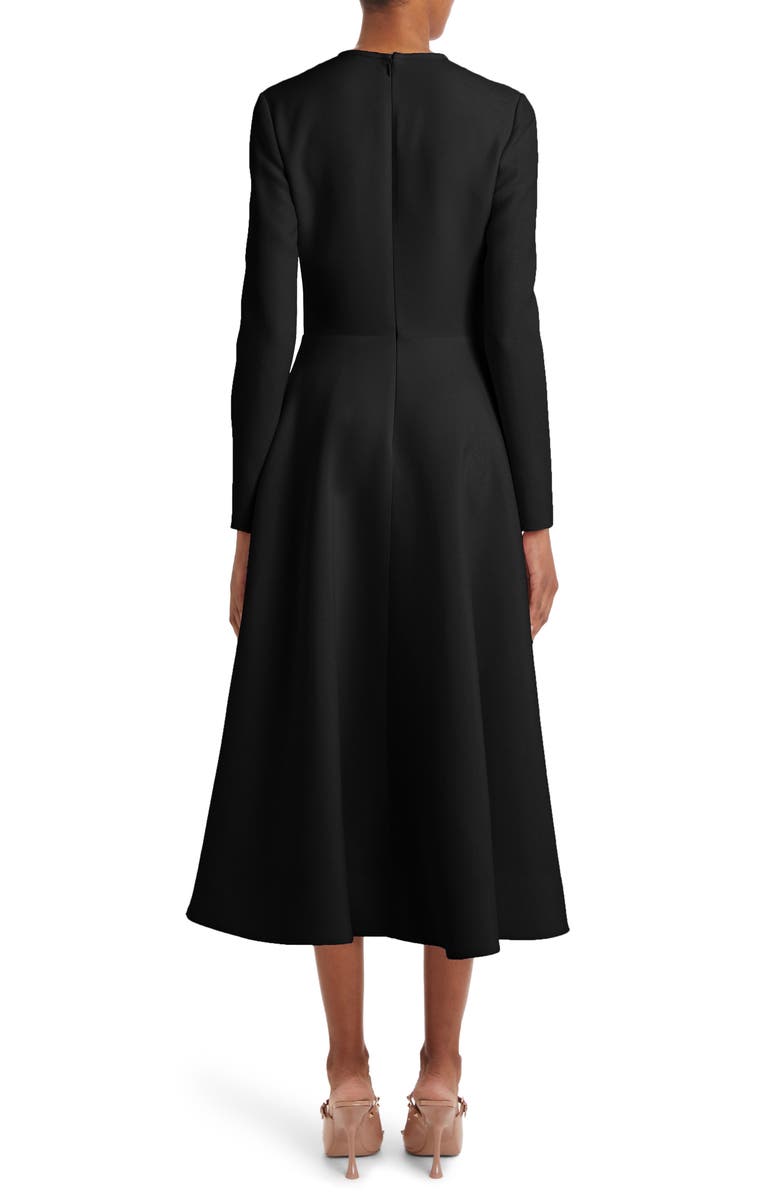 Valentino Garavani Bow Detail Long Sleeve Crepe Couture Midi Dress, Alternate, color, 