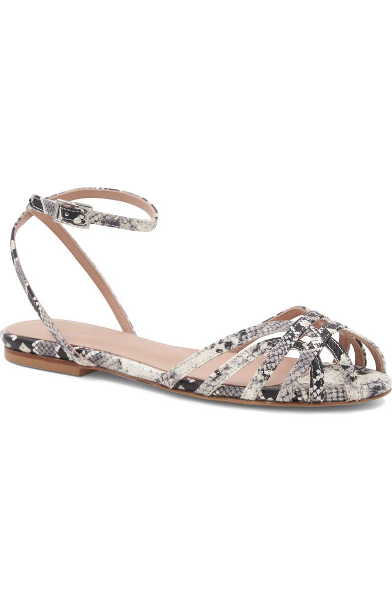 Bruno Magli Marta Ankle Strap Sandal, Main, color, Black/ White Snake