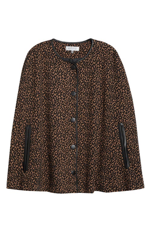 Kasper Leopard Jacquard Cape In Brown