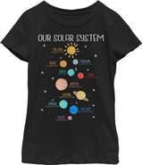 Lost Gods Girl's Lost Gods Solar System Planet Cheat Sheet  Graphic T-Shirt