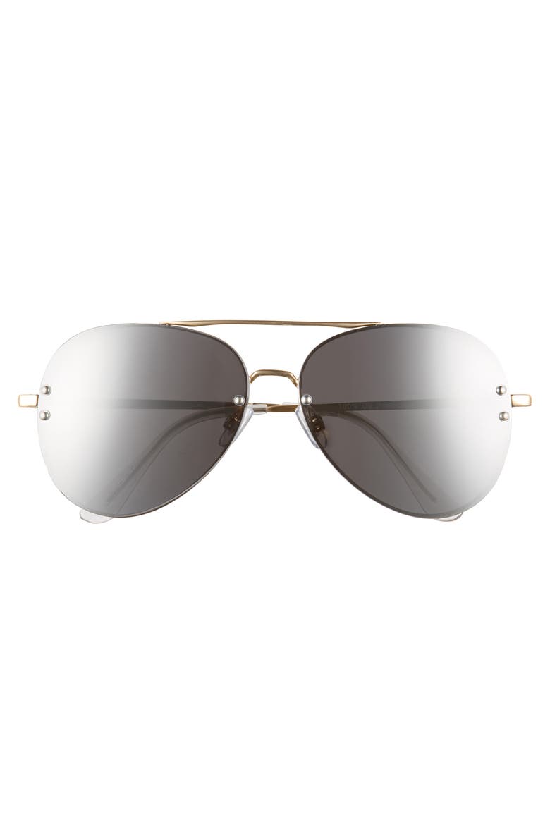60mm Oversize Mirrored Aviator Sunglasses, Alternate, color, GOLD- SILVER