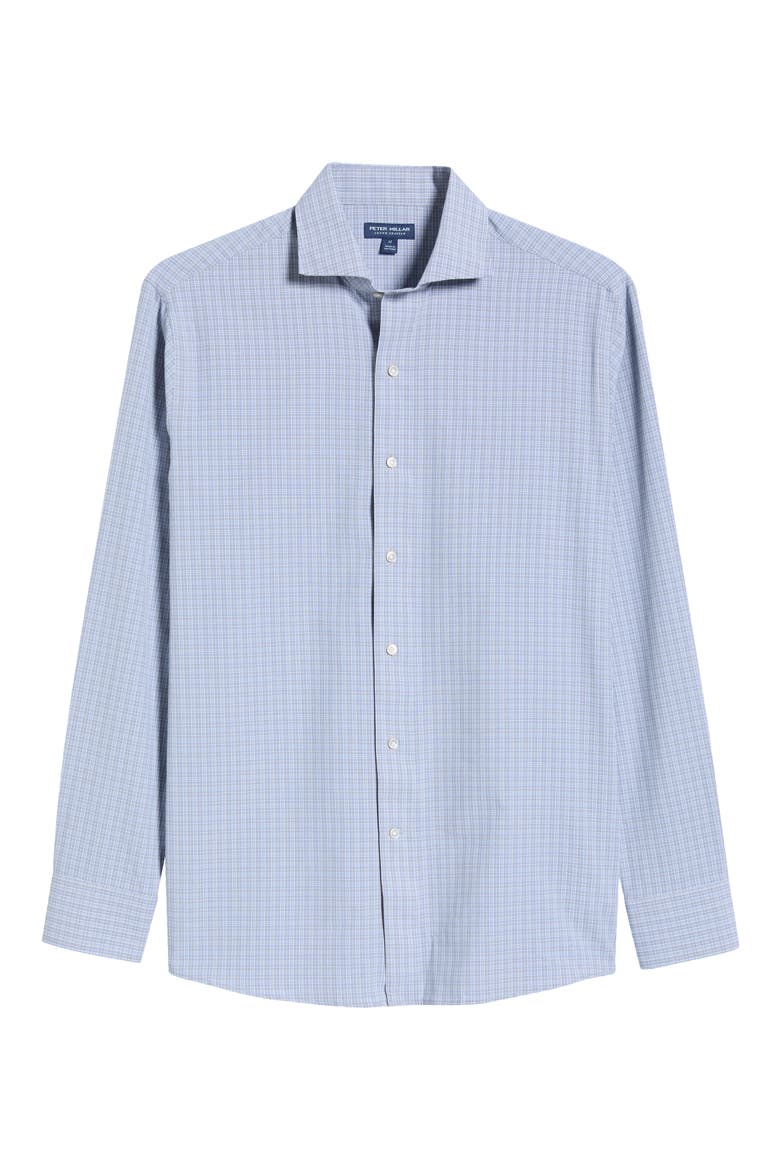 Herb Tailored Fit Check Performance Poplin Button-Down Shirt, Alternate, color, CADET