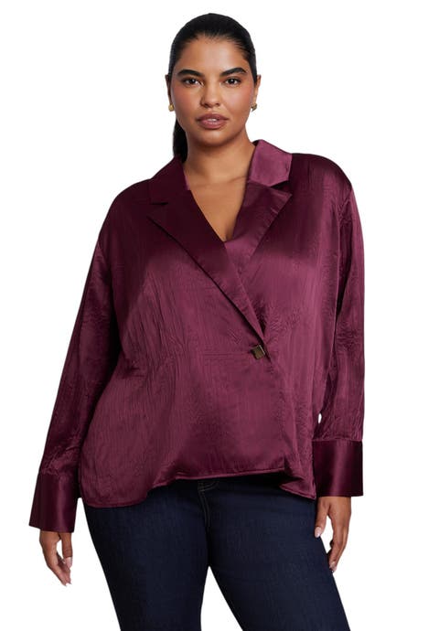 Double Breasted Satin Shirt (plus)