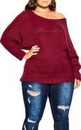 City Chic Romance One-Shoulder Sweater