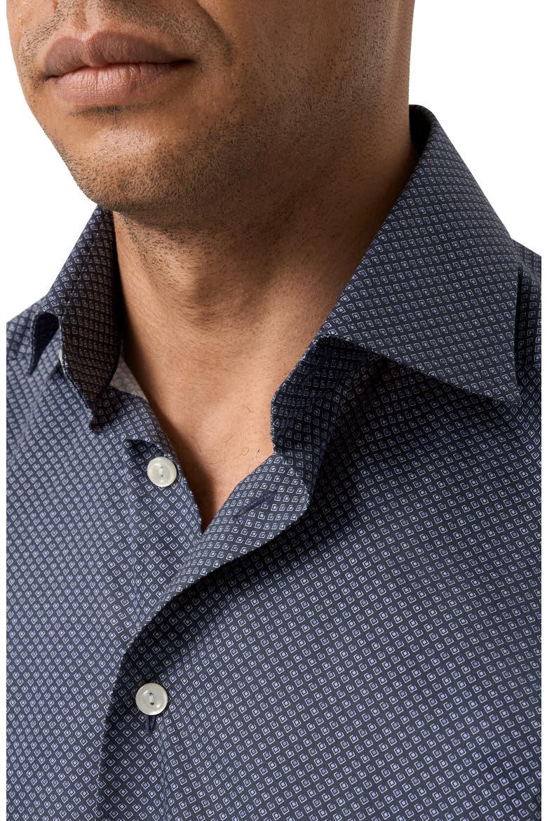 Contemporary Fit Geometric Twill Button-Up Shirt, Alternate, color, NAVY