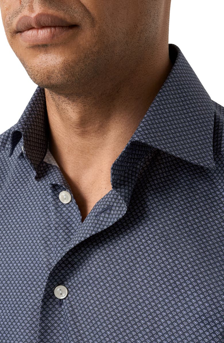 Eton Contemporary Fit Geometric Print Organic Cotton Dress Shirt, Alternate, color, Navy