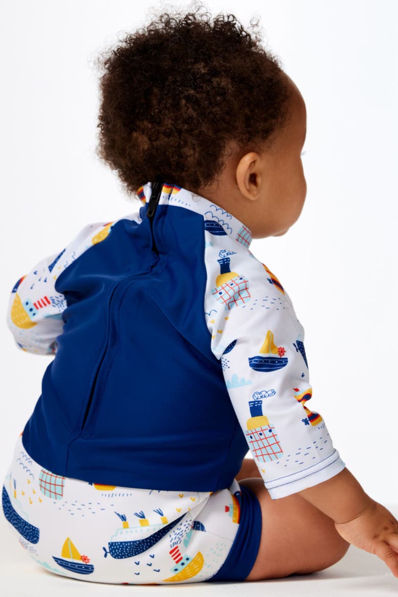 Happy Nappy® Sunsuit with Incorporated Swim Diaper, Alternate, color, Tug Boats