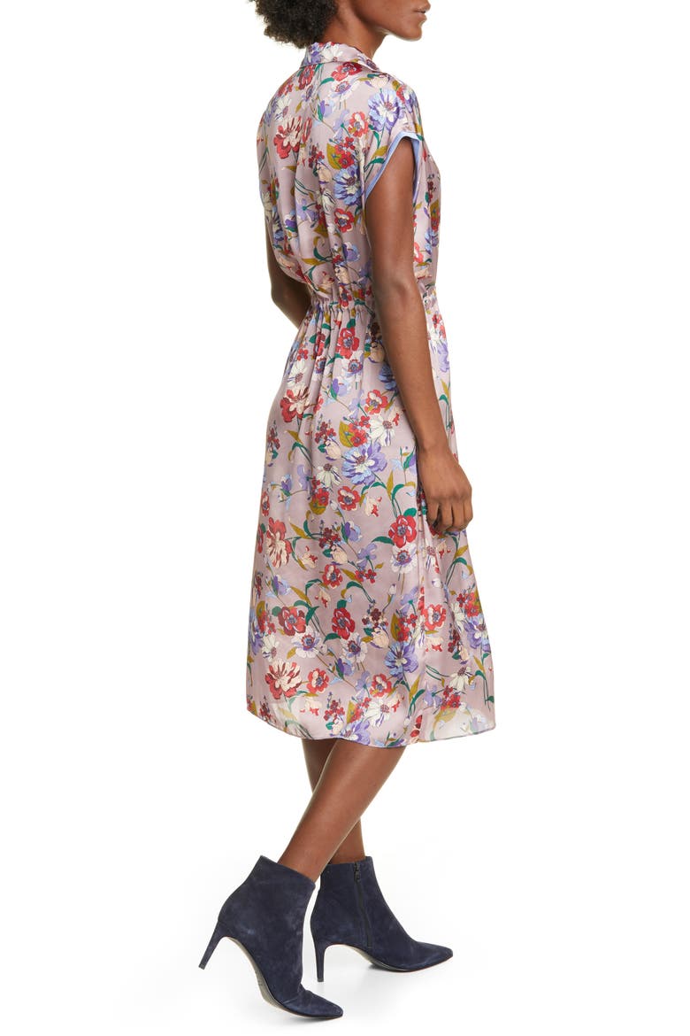 Floral Print Faux Wrap Midi Dress, Alternate, color, LAVENDER FLORAL