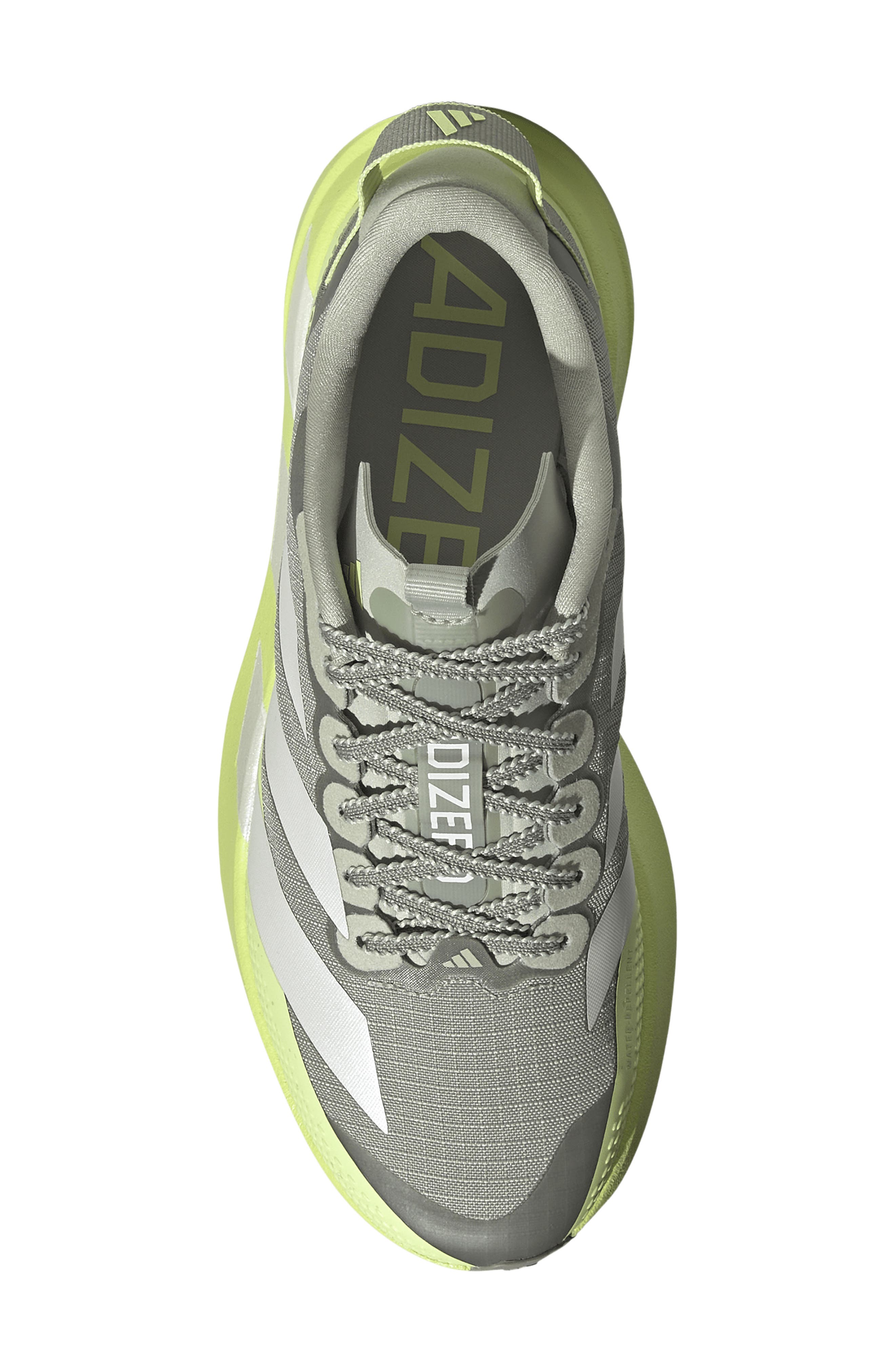 ADIZERO EVO SL ATR Running Shoe, Alternate, color, HALO GREEN/ZERO MET/ LEMON