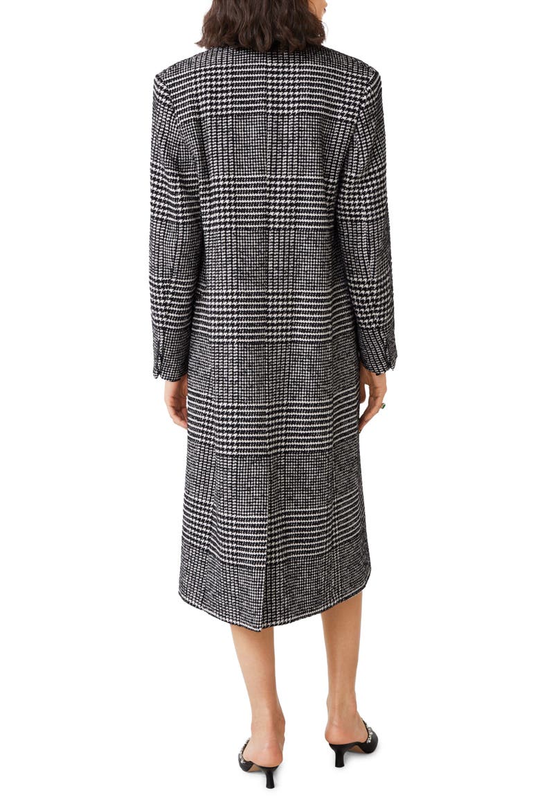 Mixed Check Wool Blend Coat, Alternate, color, BLACK/ WHITE HOUNDSTOOTH CHECK