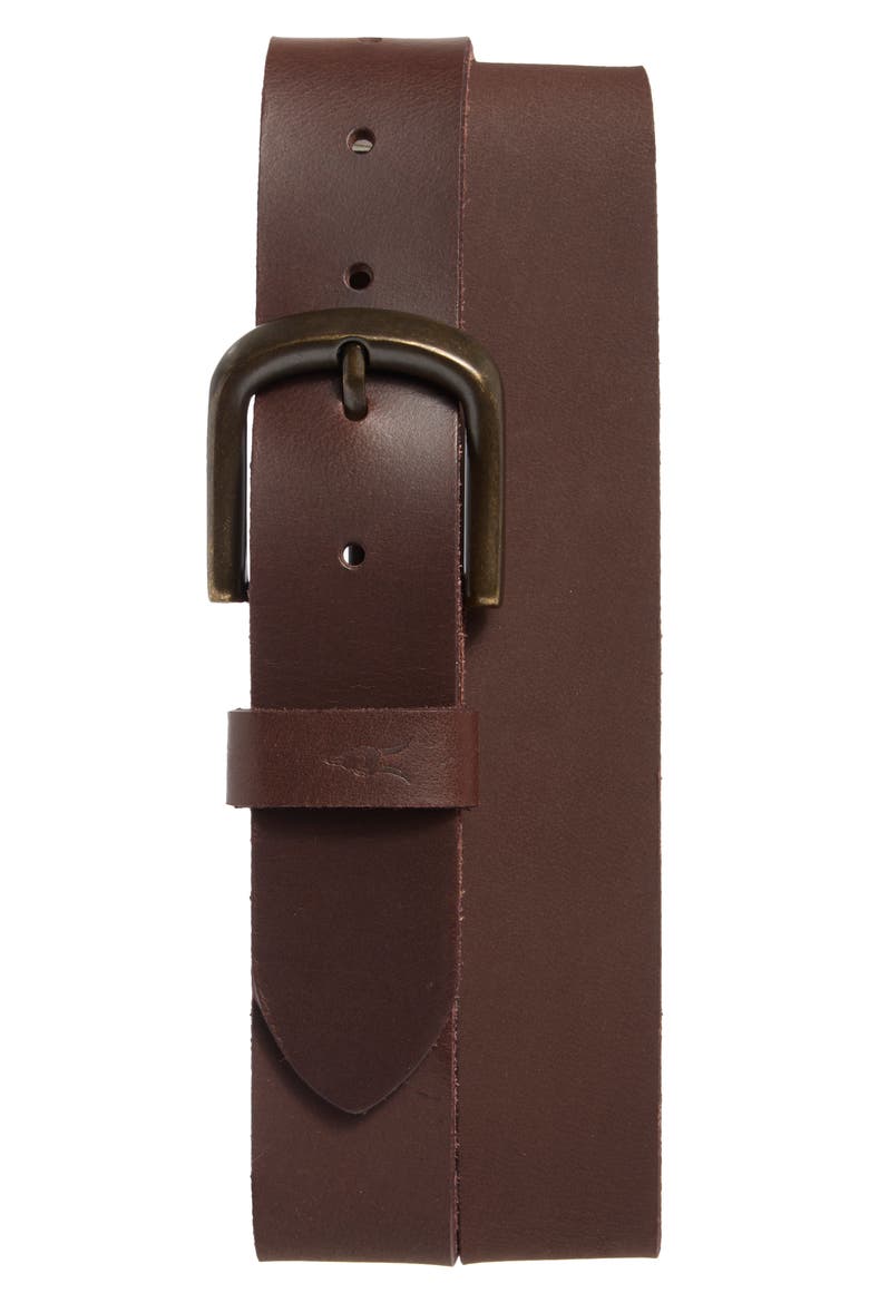 38mm Washed Leather Belt, Main, color, BITTER BROWN / NICKEL 200
