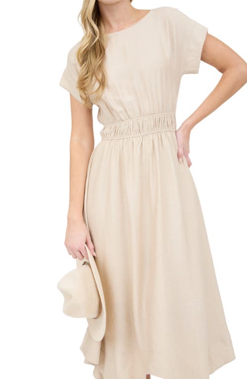 August Sky Asymmetric Shift Dress In Light Khaki