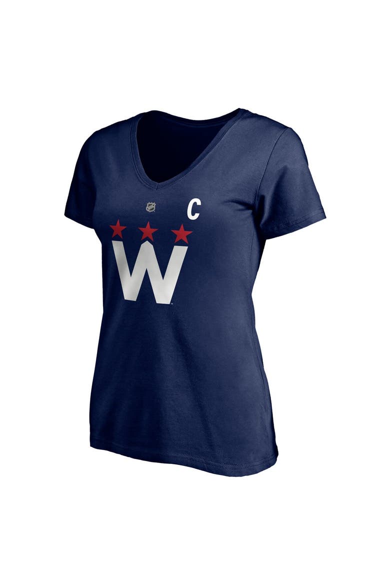 Women's Fanatics Branded Alexander Ovechkin Navy Washington Capitals 2020/21 Alternate Authentic Stack Name & Number V-Neck T-Shirt, Alternate, color, Navy