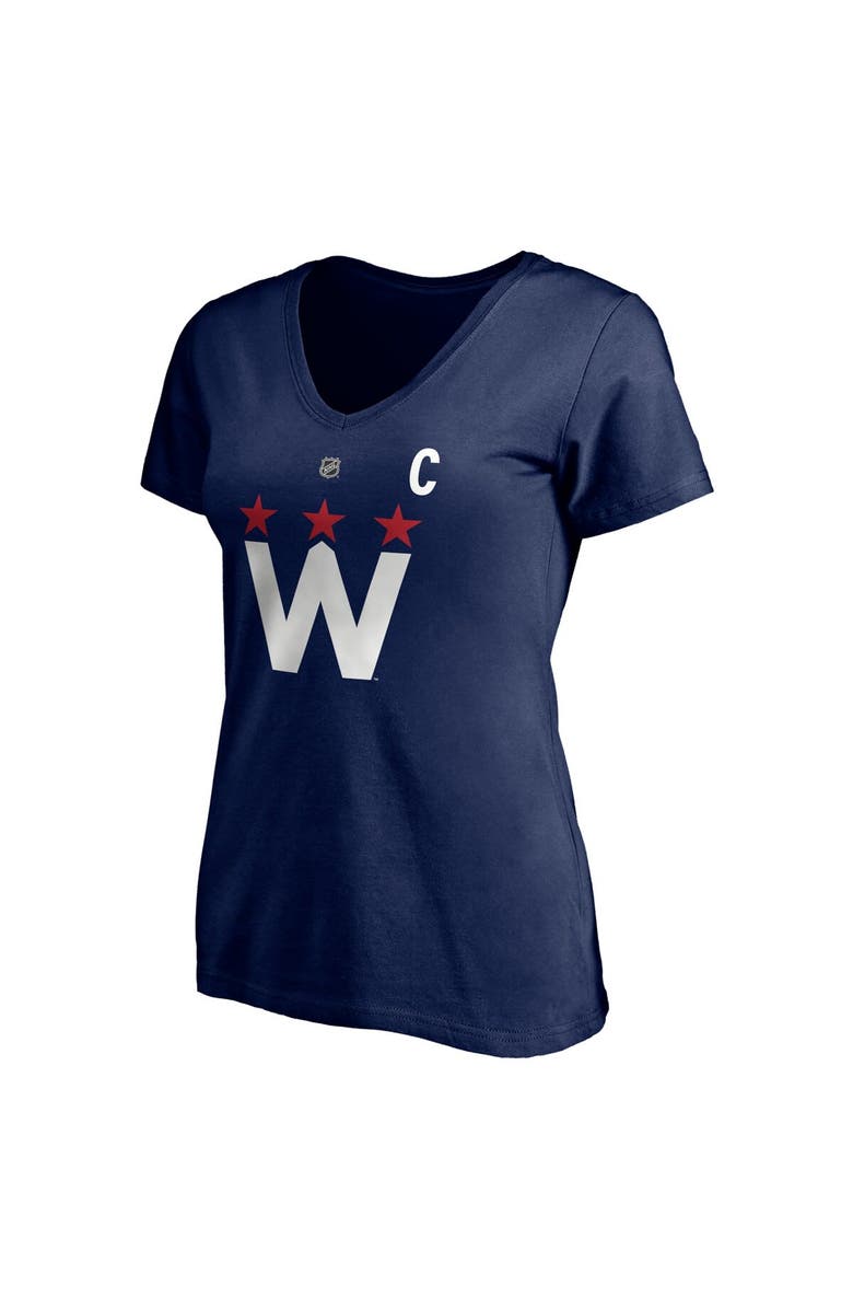 FANATICS Women's Fanatics Branded Alexander Ovechkin Navy Washington Capitals 2020/21 Alternate Authentic Stack Name & Number V-Neck T-Shirt, Alternate, color, Navy