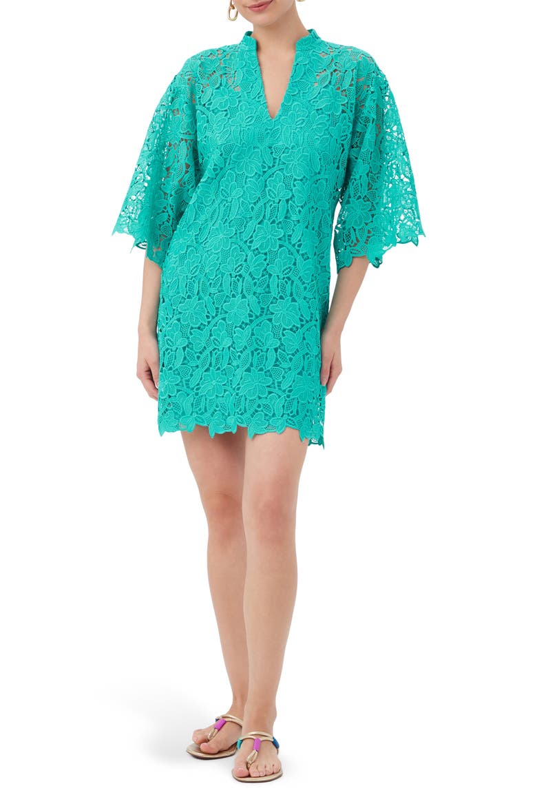 La Piazzeta Lace Shift Minidress, Alternate, color, OCEANO