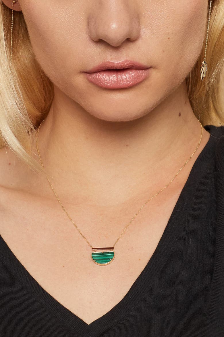 14K Gold Better Half Necklace, Alternate, color, Gold/Green Malachite