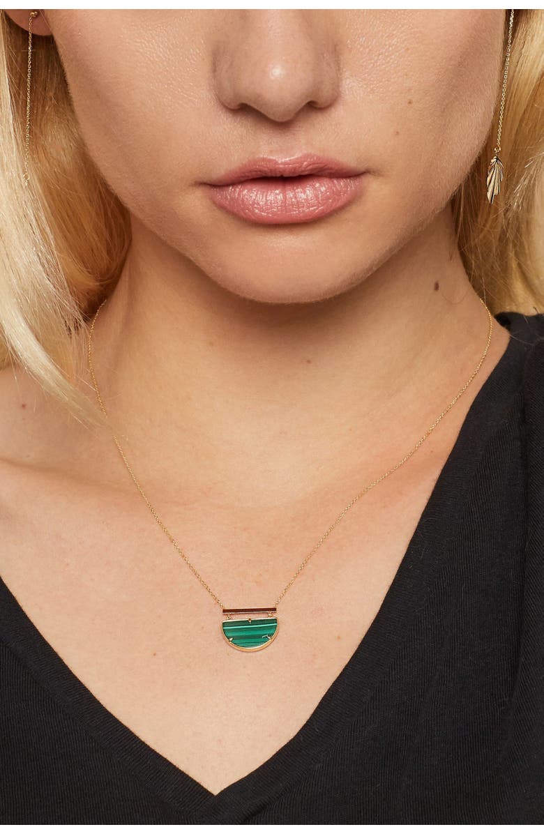 Oradina 14K Gold Better Half Necklace, Alternate, color, Gold/Green Malachite