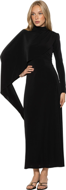 Alexia Admor Aziel Mockneck Cape Maxi Dress