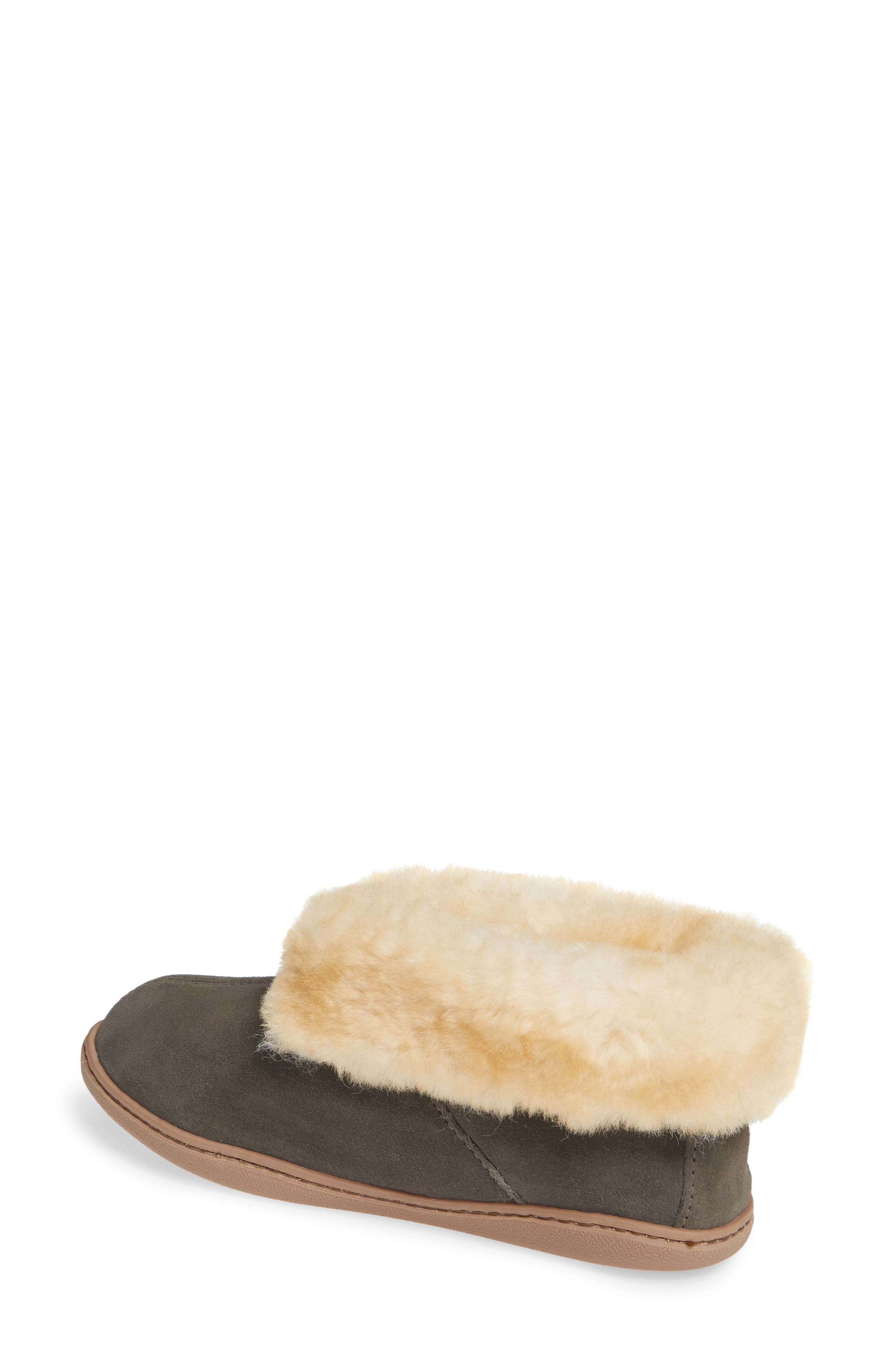 Minnetonka Sheepskin Slipper Bootie, Alternate, color, Grey Suede