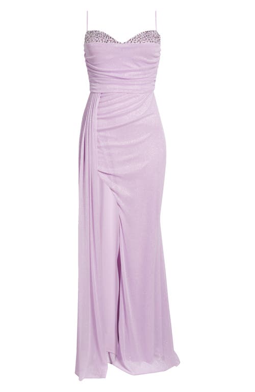 Jump Apparel Glitter & Rhinestone Gown In Neutral