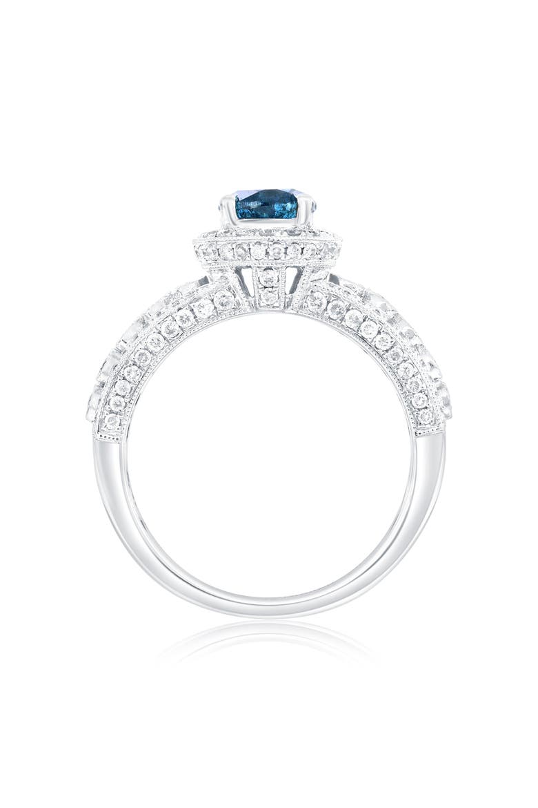 14K White Gold 0.89ct Blue Diamond & 0.77cttw Diamond Ring, Alternate, color, White Gold