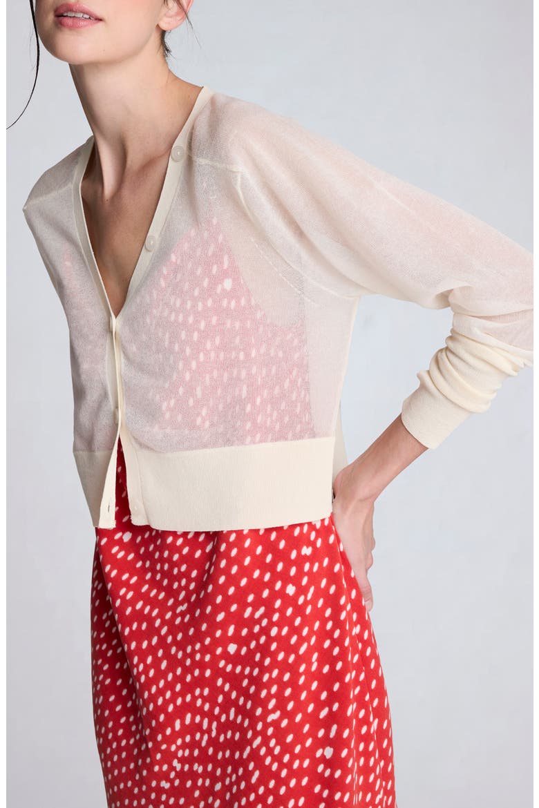 Crop Sheer Saddle Shoulder Cardigan, Alternate, color, OYSTER