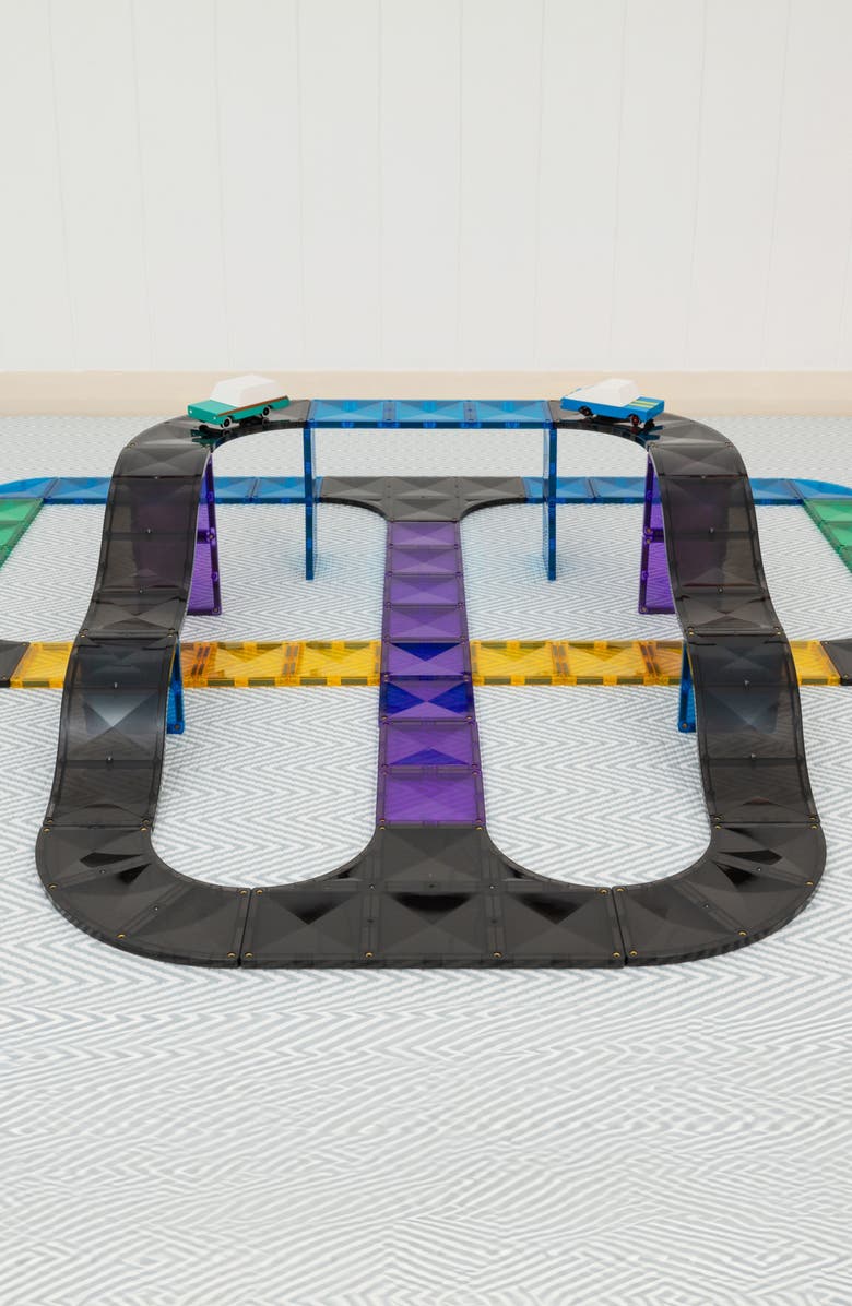 CONNETIX Kids' Roads Magnetic Tiles 16-Piece Ramps & Intersections Pack, Alternate, color, Black